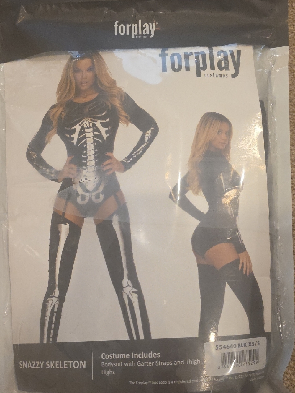 Forplay Black Skeleton Bodysuit with Thigh-High Bone Detail